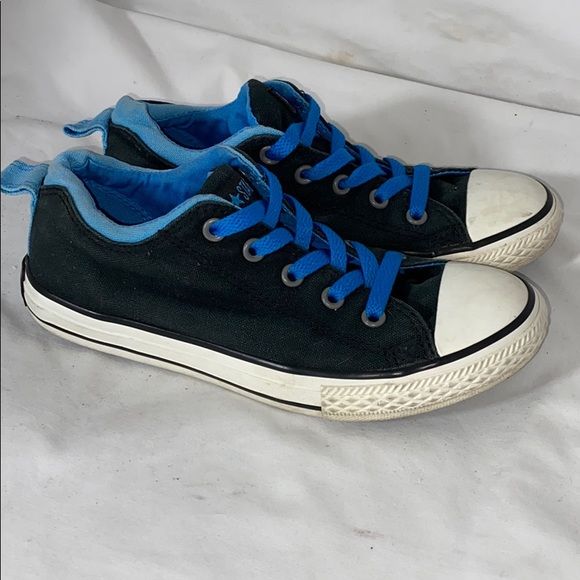 Converse all star low tops black blue junior Sz 2 - Picture 9 of 9